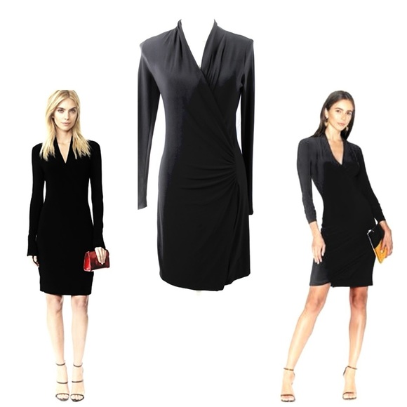 NORMA KAMALI Long Sleeve Modern Side Drape Dress in Pewter size XS - Picture 4 of 9